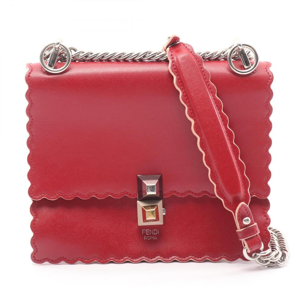 Fendi Kan I Shoulder Bag Leather Red